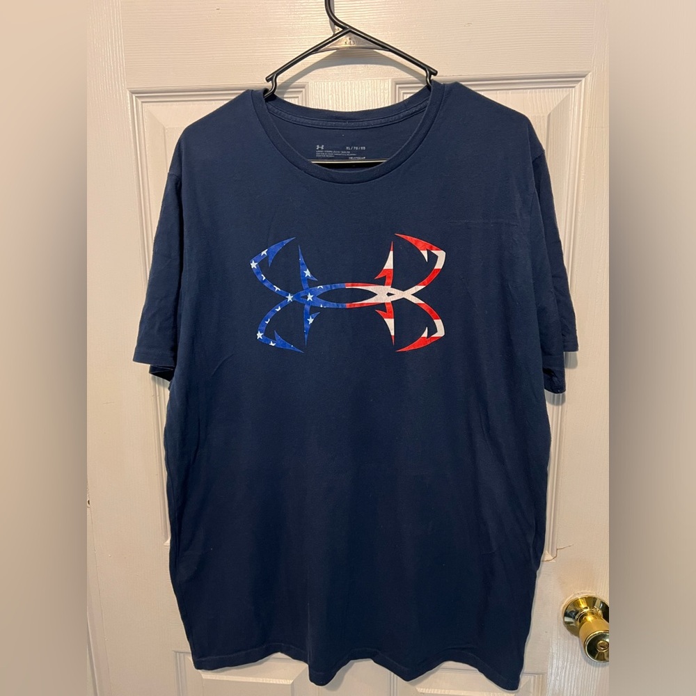 Under armour American flag fish hook tshirt